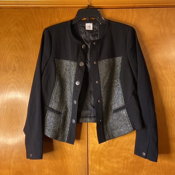 CAbi #3036 Media Tweed Green & Black Snap Button Jacket M - Picture 4 of 15